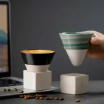 1pc Retro Japanese Triangular Cone Shape Pottery Tea Coffee Cup Pull Ceramic Mug Rough Latte Porcelain Cup For Home Office 2