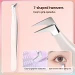 Multifunctional Tweezers Stainless Steel Eyelash Tweezers Grafting False Eyelash Patches False Eyelash Aids Portable Tweezers Be 3