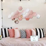 12PCS/Lot Geometric Solid Hexagonal Mirror Wall Stickers DIY With Built-in Adhesive and Removable Home Decoration 4