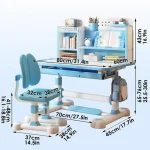 2Pcs/Set Kids Study Desk Chair Set Height Adjustable Children School Study Table Chair Set with Sitting Corrector, Book Stand 6