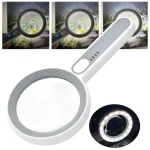 Rechargeable Handheld Magnifier 3 Lighting Modes Illuminated Magnifying Glass with LED Light for Seniors Reading Repair 2