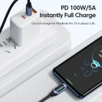 Toocki 100W USB C Cable for Samsung to 5A LED Digital Display High-Speed TypeC Wire for Xiaomi POCO Huawei USB Charger Data Cord 3