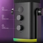 FIFINE USB/XLR Dynamic Microphone with Touch Mute Button,Headphone jack,I/O Controls,for PC PS5/4 mixer,Gaming MIC Ampligame AM8 4