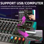 6/8/12/16 Channels Audio Sound Mixer Depusheng Mixing DJ Console USB 48V Phantom Power 256 DSP Effects Sound Table for stage 3
