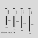 Nordic Long Tube Dimmable 7W 12W Pendant Lights Hanging Kitchen Light Length Adjustable Home Dining Room Lighting Lights 5