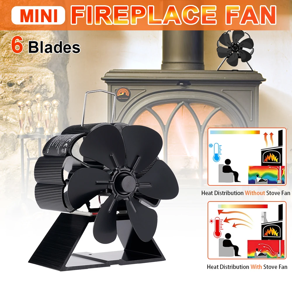 Mini Stove Fan 6 Blade Heat Powered Fireplace Fan Log Wood Burner Eco-fan Quiet Fireplace Fan Home Winter Warm Heat Distribution Mini Stove Fan 6 Blade Heat Powered Fireplace Fan Log Wood Burner Eco-fan Quiet Fireplace Fan Home Winter Warm Heat Distribution