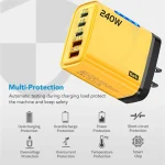 240W GaN USB C Charger 5 in 1 Fast Charging Phone Charger Power Adapter For iPhone Samsung Xiaomi Type C EU/US Plug Wall Charger 5