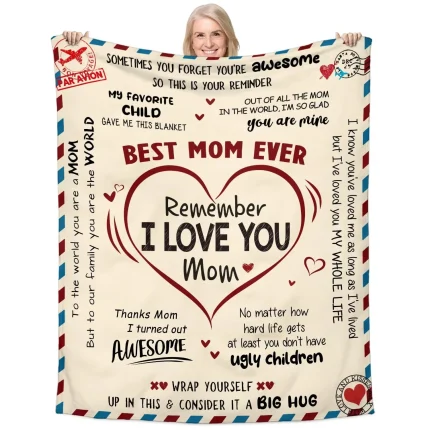 Gifts from Daughter Son for Mother's Day Birthday Mom Gifts Anniversary Unique Gifts for Mom Super Soft Flannel Throw Blankets