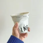 6.7oz Korean Style Cups and Mugs Coffee Mug White Ceramic Nordic Wrinkle Cup 200ml Drinking Coffe Tumbler English Letter