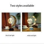Creative Night Light Moon White Ball Table Lamp Nordic Style LED Iron Night Light Romantic Warm Room Bedroom Decorative Light 5