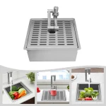 304 Stainless Steel Sink, Bar Sink, Stainless Steel Kitchen Sink with Cover Plate Used in Homes, Restaurants, Laundry Rooms