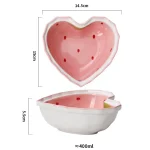 Strawberry Ramen Bowls and Spoons Creative Ceramics Anti-scald Instant Noodle Bowl Cute Strawberry Bowl Pretty Bowl 5