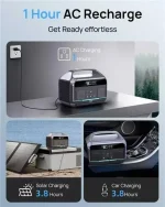 Hot-sellingSolar Generator 600W (1200W Surge), Portable Power Station with 100W Solar Panel, 576Wh (180,000mAh) LFP Battery with 3