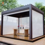 Outdoor Garden Gazebo Sun Room Waterproof Aluminum Pavillion 4x3 3x6 Electric Metal Louvred Pergola Bioclimatica roof Customized 2