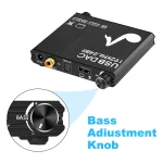 USB DAC 192kHz 24Bit Digital to Analog Converter with Bass&Volume Control Coaxial Toslink Stereo L/R RCA 4