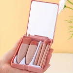 1 Set Chic Pink Makeup Brush Set - Mirror Compact, 5pcs Soft Bristles Versatile for Blush Eye Foundation 6