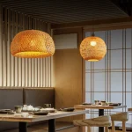 Bamboo Lantern 30cm Pendant Lamp Natural Rattan Wicker E27 LED Chandeliers Hand-Woven Lampshades Lighting Fixture Hanging Light 4