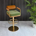 Modern Luxury Bar Stools with Backrest and Gold Base Counter Swivel Bar Stool Custmized Color 5