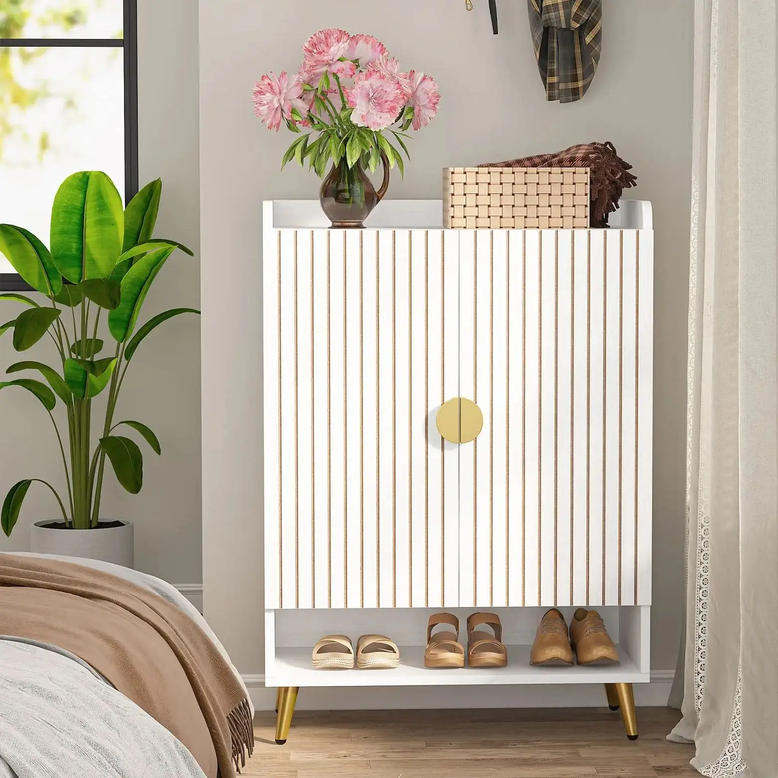 Tribesigns 6-Tier Shoe Cabinet with Doors, Wooden Shoe Storage Cabinet with Adjustable Shelves for Entryway, Hallway, Bedroom Tribesigns 6-Tier Shoe Cabinet with Doors, Wooden Shoe Storage Cabinet with Adjustable Shelves for Entryway, Hallway, Bedroom