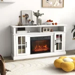 Fireplace TV Stand for TVs Up to 65 Inch, Electric Fireplace TV Console w/Remote Control, Overheat Protection,, Customized 2