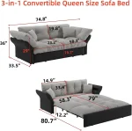 74.8' Queen Velvet Pull Out Sofa Bed, Luxury Futon Couch for Living Room, Office, RV (Grey) 2