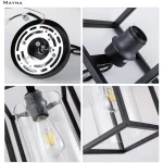 1Light Farmhouse Pendant Light, Black Metal Cage Light Fixtures with Adjustable Chain and Glass Shade,Hanging Lights for Kitchen 5