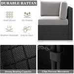 15-Piece Outdoor Patio Furniture Set with Fire Pit Table, Rattan Wicker Sectional Sofa with Coffee Table 3