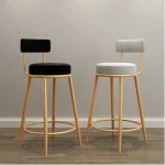 Nordic bar chairs Modern Iron art high stools kitchen backrest bar stools Cafe velvet chair counter Work stools Home furniture 3
