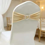 Wedding Decoration Spandex Chair Sash With Love Heart Buckle Stretch Bow Tie For Birthday Party Holiday Festival Celebration 5