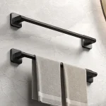 Bathroom Towel Holder White Without Drilling Bathroom Black Towel Rack Towel Bar Self-Adhesive Bathroom Towel Rack Towel Rail 4