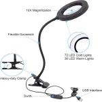 10X Magnifying Glass with 3 Color Modes LED Lighted Desk Lamp with Metal Clamp Flexible Gooseneck Magnifier for Reading Nail Art 6