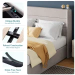 HOOMIC Lift Up Storage Bed with Wingback Headboard/Heavy-Duty Hydraulic Bed/Large Underneath Storage Allewie 4