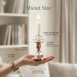 2PCS Gold Metal Taper Candlestick Holders Vintage Brass Taper Candle Holders, Metal Crystal Candle Stands Elegant Candlestick 6
