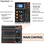 Professional Audio Mixer Depusheng DX8 8Channel Sound Board Console with Bluetooth USB PC Recording Input 48V POWER 6
