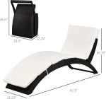 2025-NewPatio Foldable Wicker Chaise Lounge, PE Rattan Outdoor Lounge Chair, Bed with Cushion for Garden, Backyard, Lawn, Beige 3