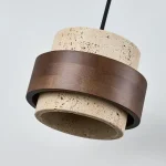 Led Pendant Lamp Bedroom Beside Chandelier Small Stone Light Wood Walnut Color Hanging Lighting Fixture Retro Bar Restaurant 5