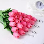 10Pcs Artificial Flower Realistic Touch Tulip Scrapbooking Vase Home Decor Wedding Garden Arch Garland  Mother's Day Bouquet diy 3