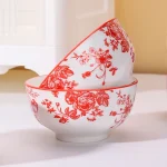 6PCS Ceramic rice bowl, 4.5-inch round bowl, suitable for microwave and oven, home kitchen tableware 3