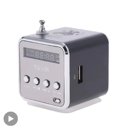 TD-V26 Portable Mini Bluetooth Speaker with Screen FM Radio MP3 Player Support TF Card for Laptop Phone