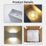 LED Wall Sconces 6W Modern Indoor Wall Lamp, White Up Down Wall Mount Lights for Living Room Hallway Bedroom Decor 3