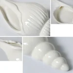 1Pc Amagogo Modern White Ceramic Sea Shell Conch Flower Vase Wall Hanging Home Decor 4