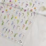 1pc Flower Nail Stickers Summer Floral Leaf Plant 5D Embossed Nail Slider Decals Self-Adhesive Nail Art Supplies Manicure Decor 5