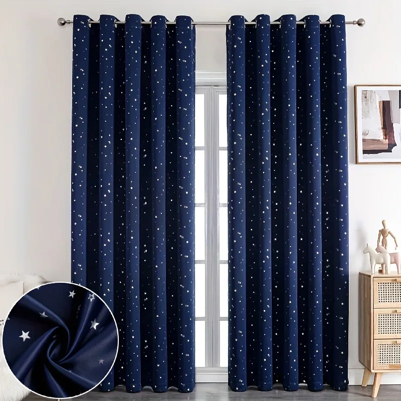 Kids Curtains Blackout With Stars Grommet Top For Bedroom Living Room Window Drapes Kids Curtains Blackout With Stars Grommet Top For Bedroom Living Room Window Drapes