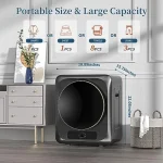 Portable 110V Electric Clothes Dryer with Stainless Steel Tub for Apartments Dorms RVs Grey Compact Laundry Dryer 3