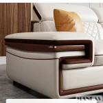 MINGDIBAO Premium Italian Genuine Leather Sofa Set for Living Room with Adjustable Headrests, Bluetooth Speaker, Wireless Charge 4