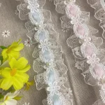1 Yard Lolita lace Lvory Bead Ruffled Lace Fabric Edging Satin Ribbon DIY Clothing Curtains Furniture Decorations 3.5cm Wide 2
