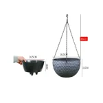 New Plastic Imitation Weaving Flower Pot Self Absorbent Outdoor Hydroponic Flowerpot Garden Decoration Hanging Flower Basket 5