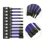 10Pcs Hex Head Wrench Drill Bit With Screwdrivers Bit Holder Set 1/4" Quick Release Shank Magnetic Screwdriver Bit Tools H1.5-H8 6