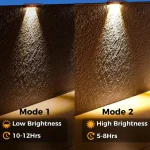2 Pack Solar Wall Lights 4 LED Solar Fence Lights Outdoor Waterproof Solar Deck Lights Wall Lights for Fence Post Yard Pathway 5