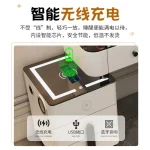 Nordic Glass Luxury Dressing Table with Smart Wireless Charging Bedroom Vanity Nightstand Makeup Table with Cloud Mirror Dresser 3